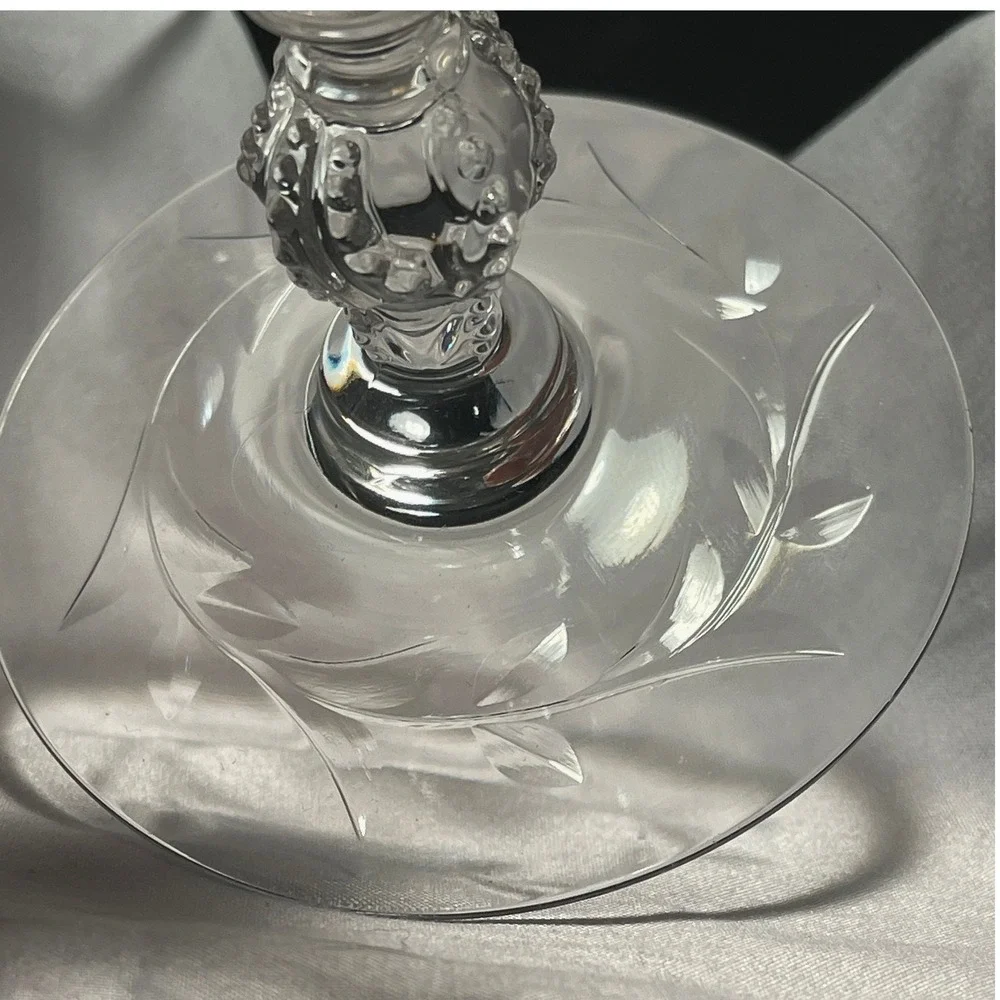 Vintage Heisey Crystal Tall Champagne Coupe Sherbet Glasses Set of 2 Clear 6in